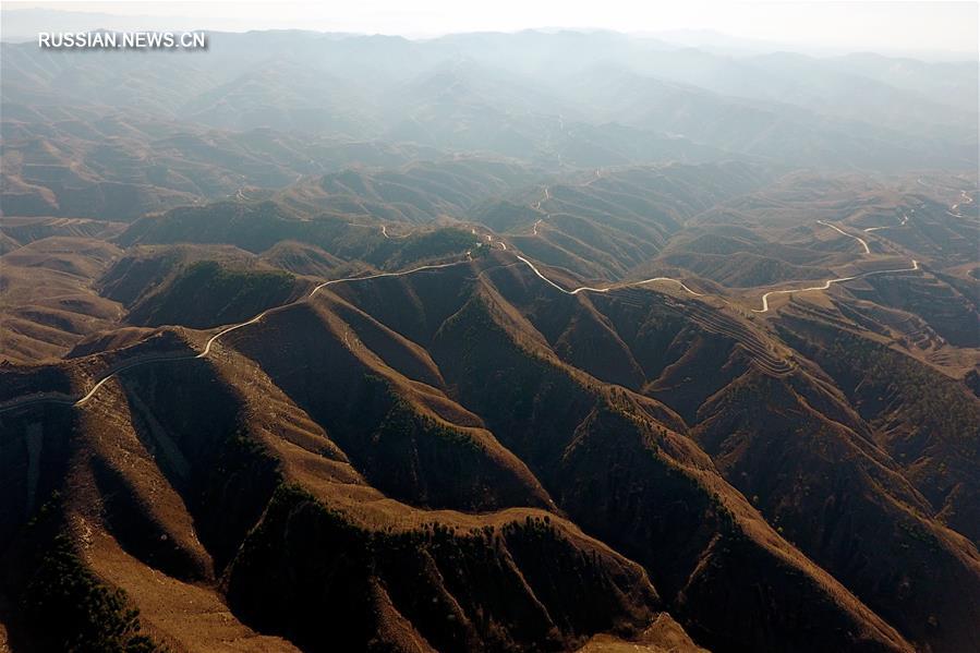 Лессовое плато на севере Китая -- взгляд с высоты