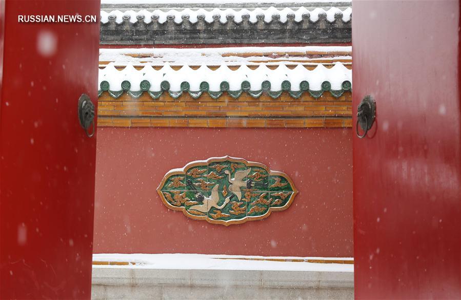 Императорский дворец Гугун в Шэньяне, укрытый свежевыпавшим снегом