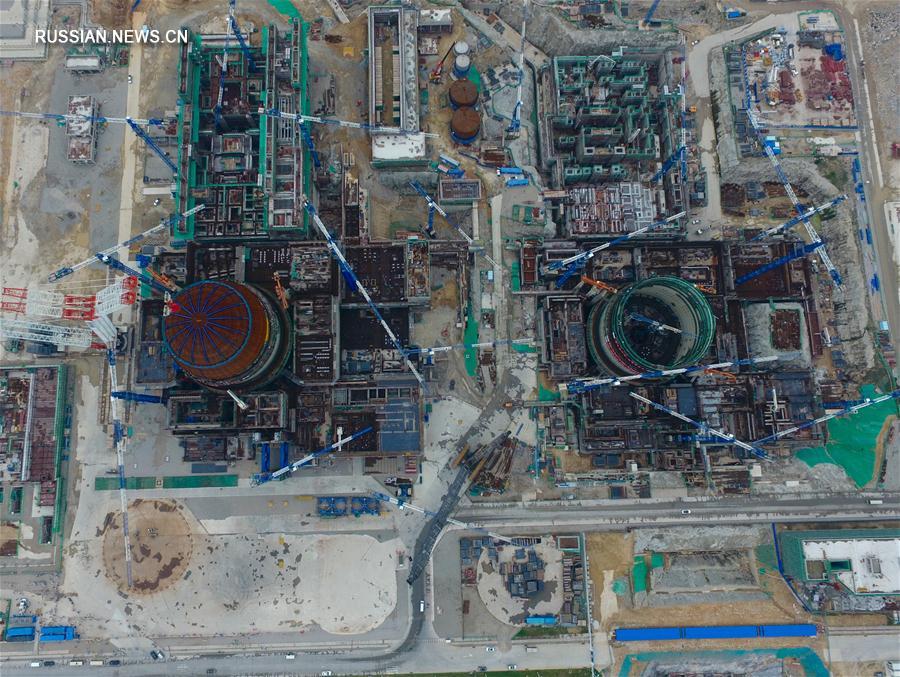 На строительстве атомного реактора "Хуалун-1" завершено сооружение защитного купола