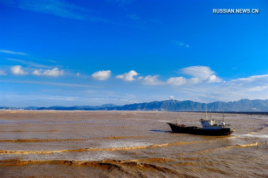 Прекрасные пейзажи морских отмелей в уезде Сяпу провинции Фуцзянь привлекают множество туристов