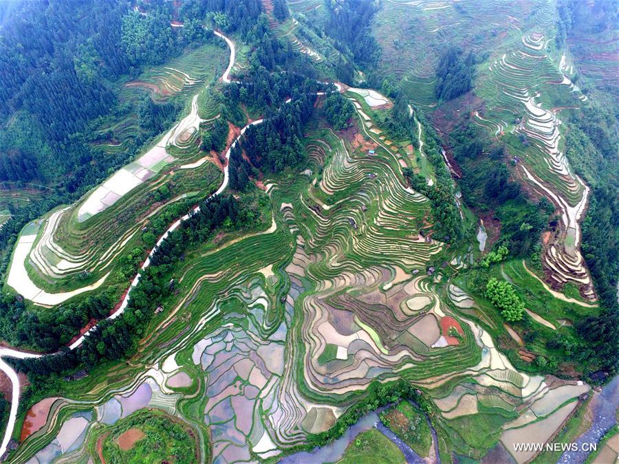 Живописные горные склоны в провинции Гуйчжоу