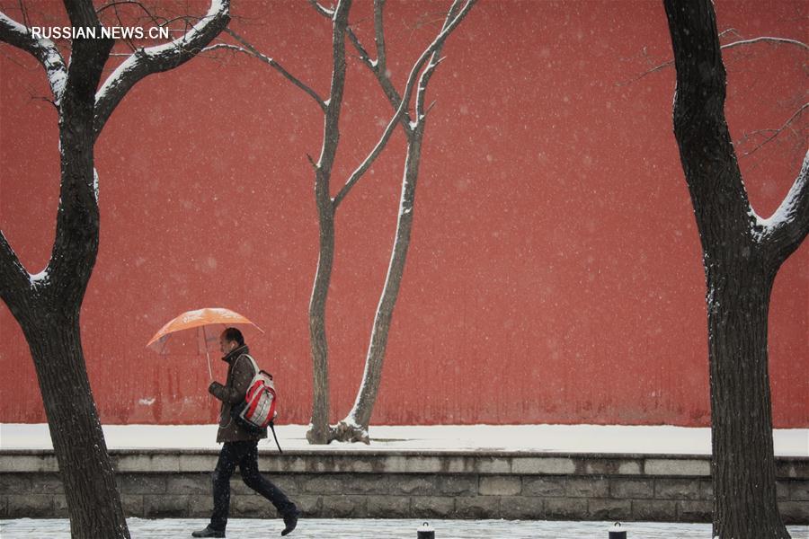 В Пекине выпал снег