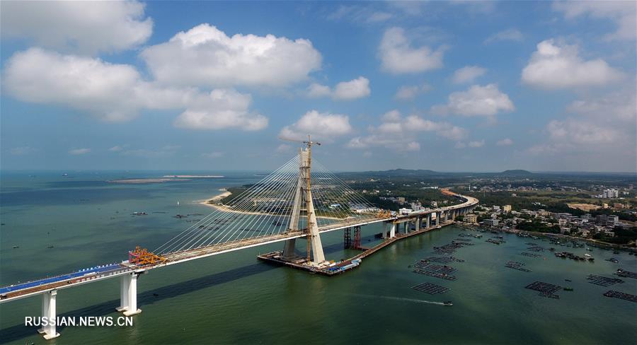 Продолжается строительство нового крупного моста в провинции Хайнань
