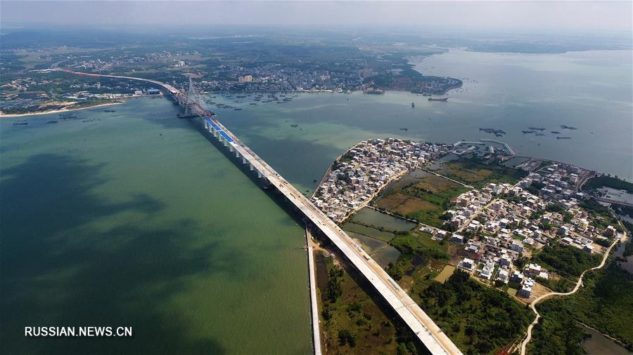 Продолжается строительство нового крупного моста в провинции Хайнань