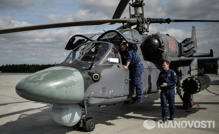Вертолет КА-52 перед вылетом на всероссийском этапе международного конкурса 