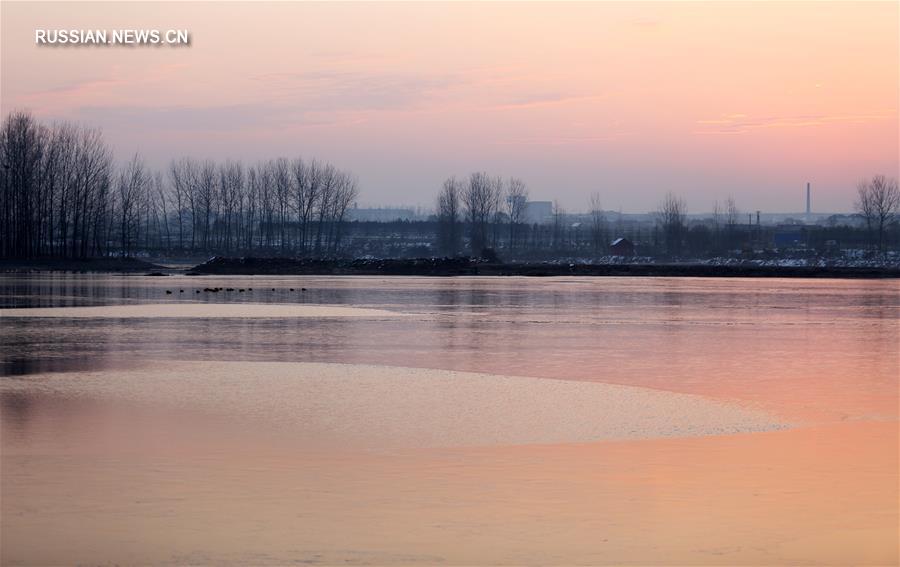 Зимний рассвет в провинции Шаньдун