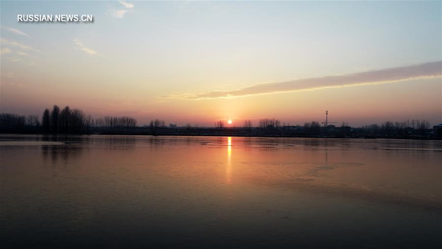 Зимний рассвет в провинции Шаньдун