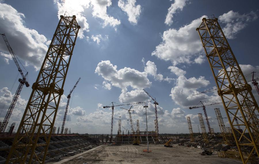 （体育）（8）足球&mdash;&mdash;俄罗斯世界杯：探访罗斯托夫球场建设工地