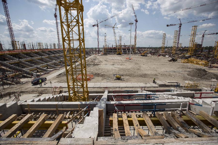 （体育）（3）足球&mdash;&mdash;俄罗斯世界杯：探访罗斯托夫球场建设工地