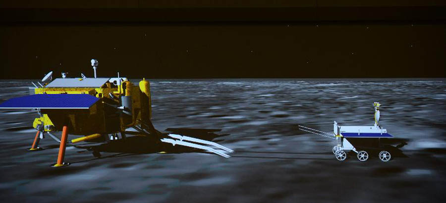 Первый китайский луноход отстыковался от аппарата "Чанъэ-3" и успешно достиг поверхности Луны