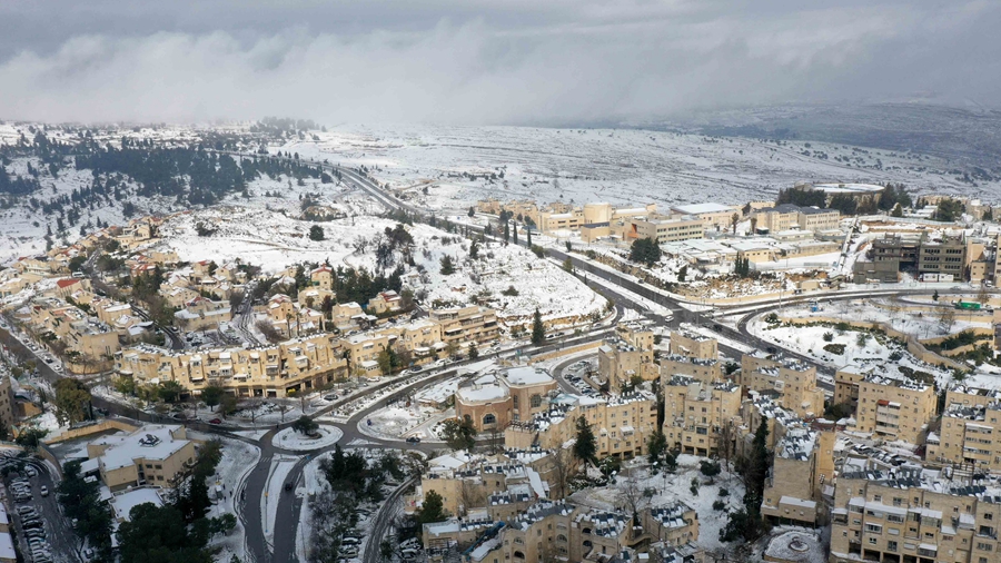 Старый город Иерусалим после снегопада