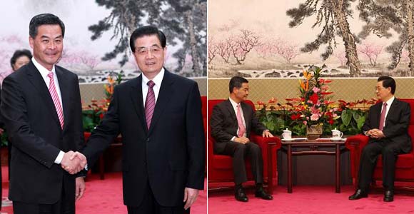Председатель КНР Ху Цзиньтао встретился с новым главой администрации САР Сянган Лян Чжэньином