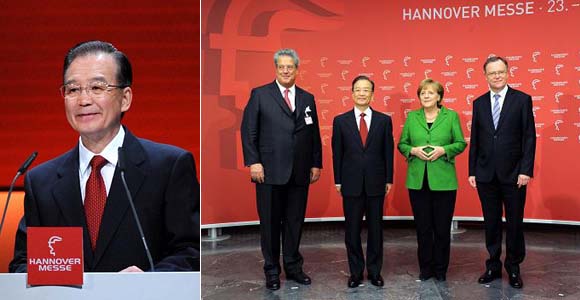 Вэнь Цзябао выступил с речью на церемонии открытия Ганноверской международной промышленной ярмарки