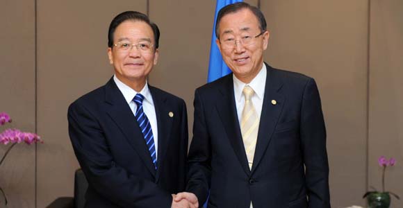 На встрече с Вэнь Цзябао генсекретарь ООН отметил большой вклад Китая в восстановление мировой экономики и устойчивое развитие всей планеты