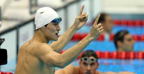 Китайский пловец Сунь Ян завоевал золотую медаль в плавании вольным стилем на 400 метров на лондонской Олимпиаде