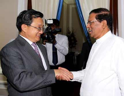 Президент Шри-Ланки М.Сирисена встретился со специальным посланником правительства КНР Лю Чжэньмином