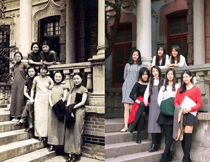 Студенты Шанхайского транспортного университета в различных периодах