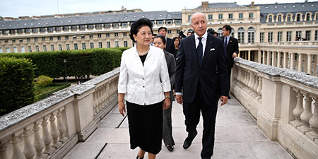 Вице-премьер Госсовета КНР Лю Яньдун встретилась с председателем Конституционного 
совета Франции Л. Фабиусом