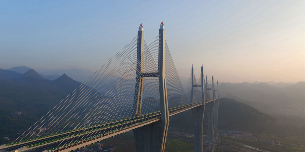 В провинции Хунань открылся уникальный многопролетный вантовый мост