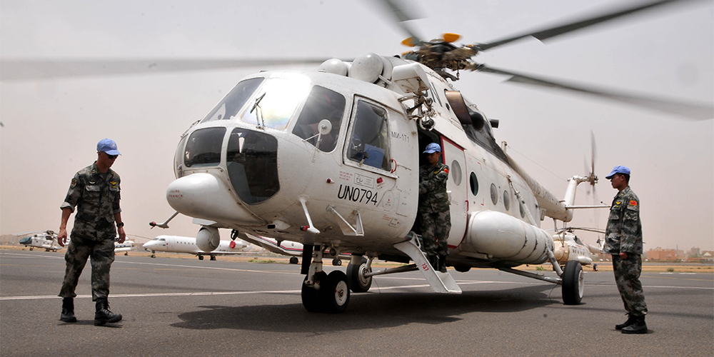 Вертолеты китайских миротворцев совершили первый полет в Судане