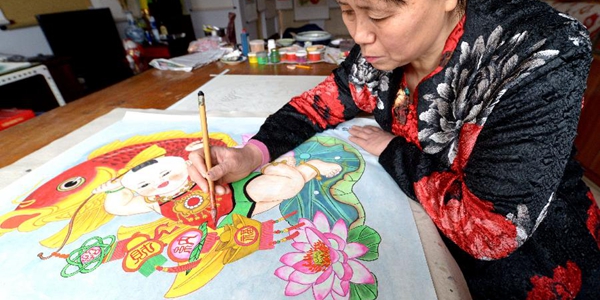 Хуан Ин -- хэбэйская рисовальщица традиционных новогодних картинок няньхуа