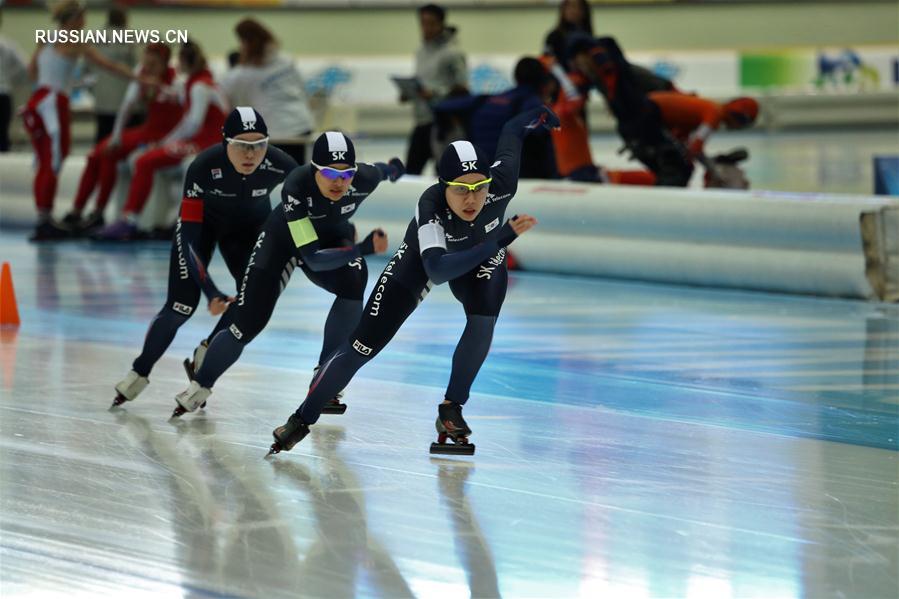Конькобежный спорт -- 3-й этап Кубка мира в Астане: Спортсменки из Японии стали первыми в командной гонке преследования у женщин