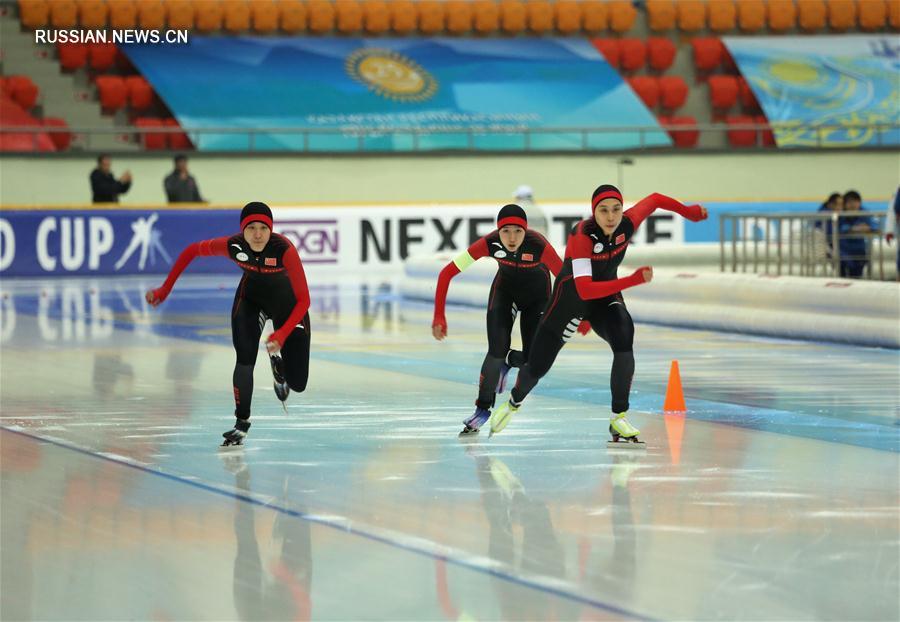Конькобежный спорт -- 3-й этап Кубка мира в Астане: Спортсменки из Японии стали первыми в командной гонке преследования у женщин