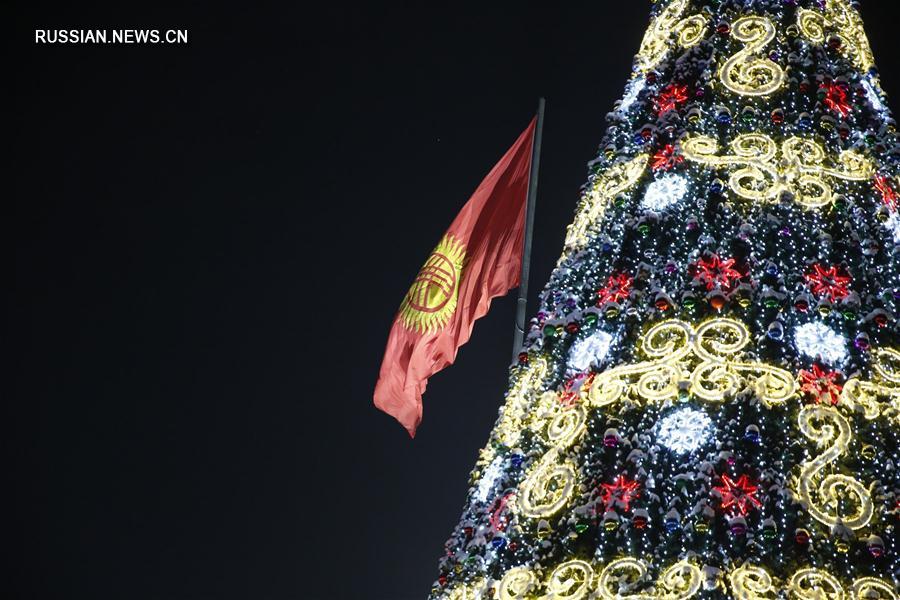 В Бишкеке зажгли огни на главной елке страны
