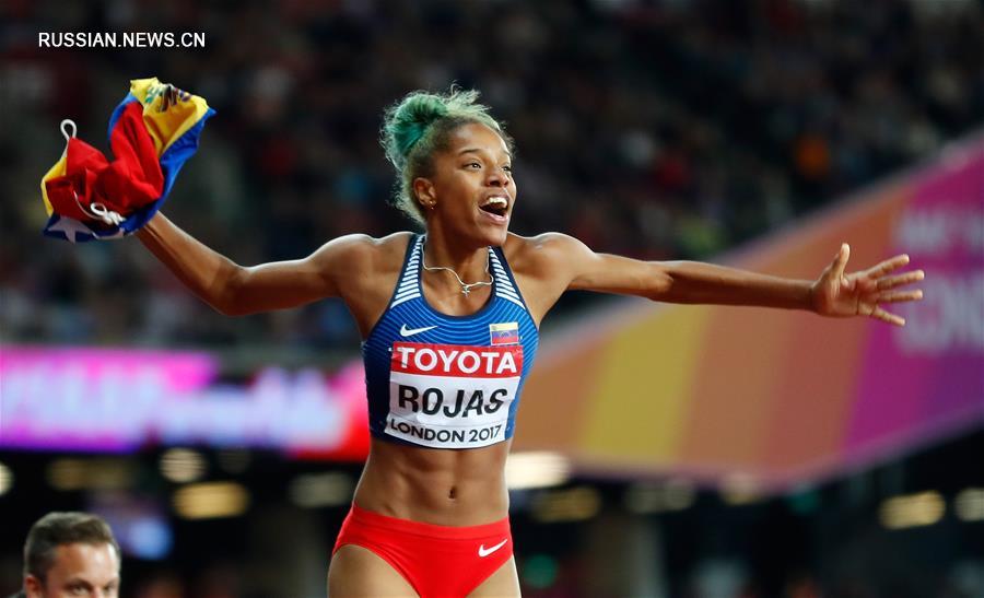 Юлимар Рохас из Венесуэлы выиграла золото в тройном прыжке на Чемпионате мира по  легкой атлетике в Лондоне