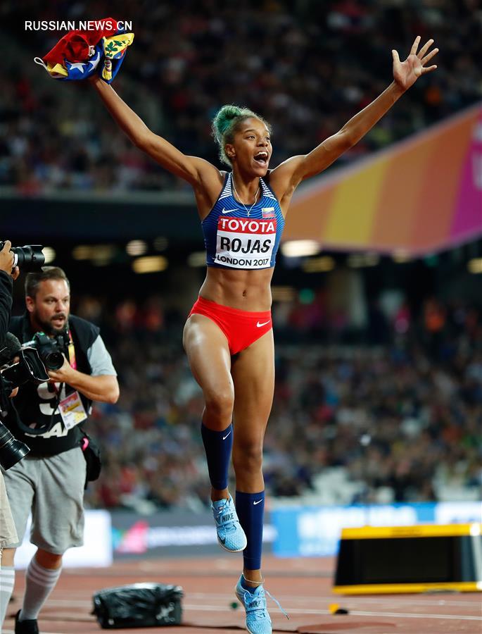 Юлимар Рохас из Венесуэлы выиграла золото в тройном прыжке на Чемпионате мира по  легкой атлетике в Лондоне