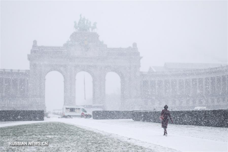 Первый в 2019 году снег в Брюсселе